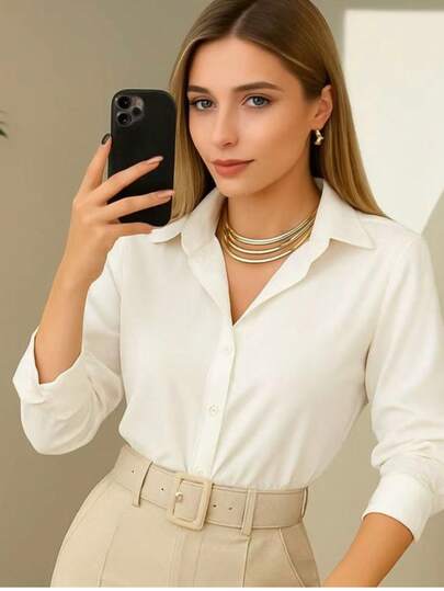 Camisa social Lisa Manga Longa - Elegante E Chique
