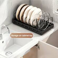 1/2pcs Cabinet Pull-Out Storage Box For Pots, Pans, Bowls, And Utensils. Sliding Lid Holder And Flat-Bottom Pan Holder For The Kitchen. Sliding Storage Box Within The Cabinet. Can Store Lid, Baking Tools, And Plates. 8/16 Adjustable Dividers. - 查看 12