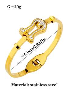 [Temporada de bodas] Pulsera con hebilla romana para mujeres, pulsera de acero inoxidable chapada en oro con gran circonita, minimalista elegante y lujosa, regalo para la fiesta nupcial, regalo para la amante/madre - Combinación de diamantes - Ver 4
