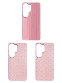 3pcs Set Soft Faux Leather Texture Bowknot/Stripe/Polka Dot Phone Case, Cute Girly Aesthetic Design, Shock-Resistant Protective Cover Compatible With IPhone & Galaxy - Multicolor - View 60