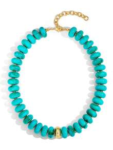 1件装女士超大珠饰波西米亚风椭圆珠项链，时尚夏季海滩度假礼物 - 彩色 - 查看 5