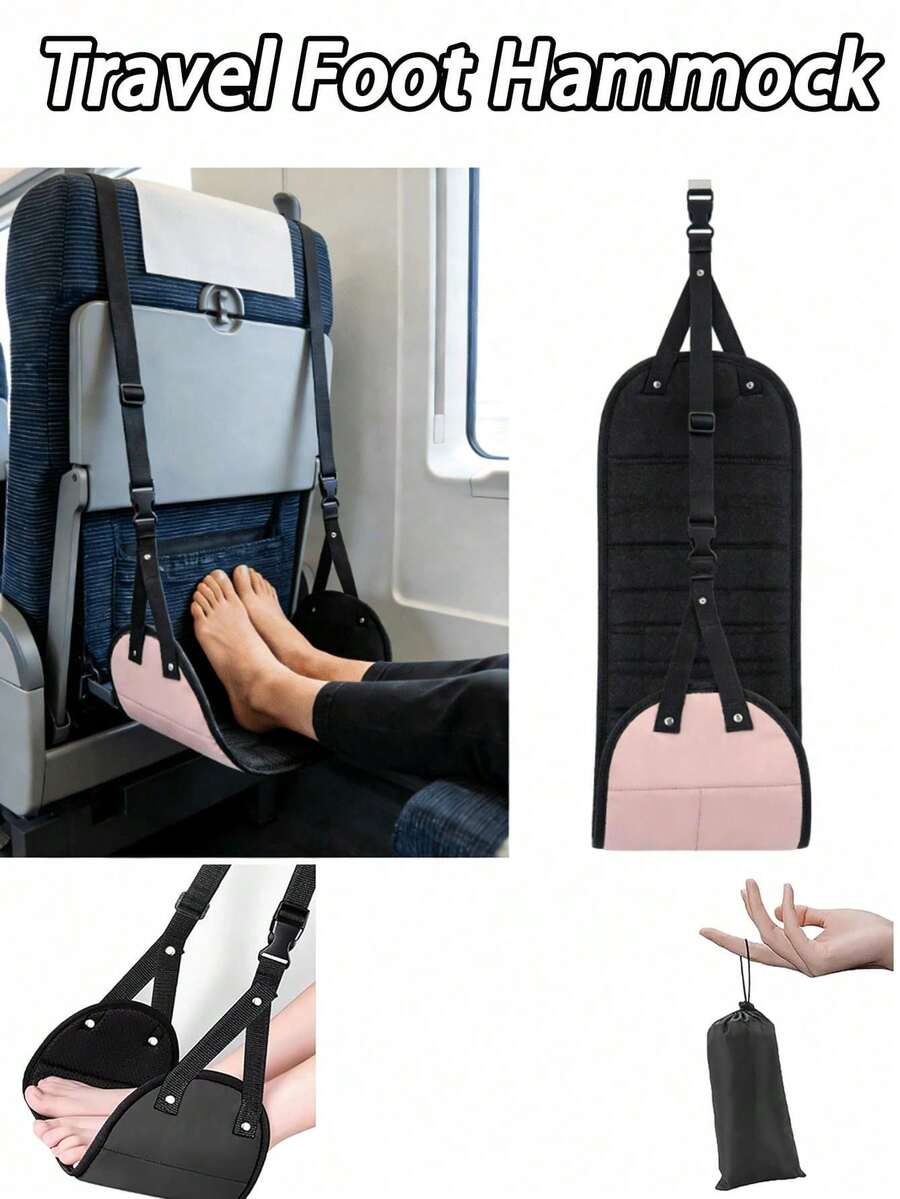 Outdoor Travel Leisure Hammock, High-Speed Rail & Airplane Travel Foot Hammock, Adjustable Foot Support Strap, Comfortable Hanging Leg Rest For Long-Distance Flights, Train & Bus Travel Essentials, Portable Compact Design For Adults - Multicolor - View 1
