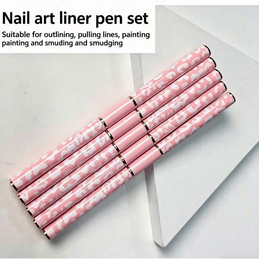 粉色豹纹双头美甲彩绘画笔套装 - 粉色 - 查看 1