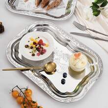 Back To School 3pcs Retro Plate Set, Dessert Plates, Breakfast Trays, Suitable For Afternoon Tea - 銀色 - 查看 3