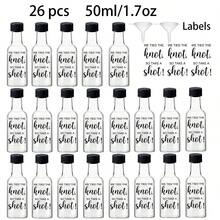 26/5pcs Plastic Empty Bottles, Mini Beverage Bottles Suitable For Summer Outdoor Adventures. With Black And White Plastic Caps And Black Labels, Perfect For Camping, Road Trips, Travel, Summer Celebrations, Birthday Parties, And Summer Garden Parties - Transparent H98 - View 14