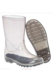 Pink Glitter Waterproof Children's Rain Boot R – Durable And Non-Slip High-Top Rain Boot For Girls "Magic Glitter" - 高幫透明煙燻色 - 查看 1