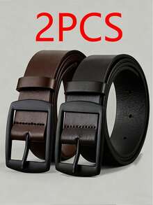 Bộ 3 chiếc thắt lưng da PU thời trang nam, thiết kế tối giản cổ điển, khóa trơn, phù hợp cho nam giới mặc hàng ngày, mùa thu, Halloween, phụ kiện thu/đông, phù hợp cho thanh thiếu niên, nam giới trẻ tuổi, phong cách thường ngày, ngoài trời, thể thao, kỳ nghỉ, quà tốt nghiệp, quà sinh nhật, mặc hàng ngày, Halloween, thường ngày, công sở, đường phố, phong cách Bohemian, phương Tây, ngoài trời, quà tặng cho nam giới, chồng, bạn trai, cha, quà Giáng sinh. - 3 chiếc (đen + nâu + kaki) - Xem 6