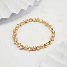 1pcs Heart Splicing Chain Necklace Full Diamond Rhinestone Crtstal Heart Chain Necklace Bracelet For Women Men Gift - 銀色 - 查看 9