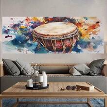 1 Pieza de Arte Mural con Tamborín Enmarcado - Vibrante Cuadro al Estilo Acuarela en Lienzo Envuelto y Marco Madera, Listo para Colgar Decora Hogar/Oficina-Baño Multicolores Salpicados Centros Fiestas & Regalo Perfectos Musicales (Líen Plano), Adorno del Día a día Oficial o Casa, Impresión Alta Calidad Aspecto ¡Artesanal! Ideal Trabajadores ofícinas Amantes la Mūsica 2D Flat - Enmarcado - Ver 4