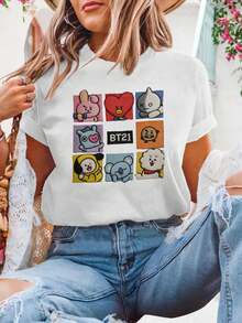Damen T Shirt  Mode  Komfort Look Must Have Geschenk Idee - White - View 1