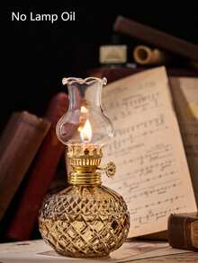 1pc Vintage Large Glass Oil Lamp, Antique Oil Lamp, Suitable For Indoor Emergency Lighting, Windproof Lamp (Liquid Not Included) - Multicolor - View 19