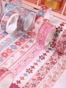 12 Rolls/Box, Simple Fresh Floral Pattern Washi Tape Set, Different Floral Pattern Design Masking Tape, DIY Handicrafts Decorative Sticker Strips, Gift Wrapping, Scrapbooking, Diary, Photo Album And Other Decorative Tapes, Gifts For Friends - Sets - View 10