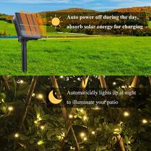 1PC Outdoor Solar String Lights, 40ft 100 LED Outdoor Solar Christmas Lights With 8 Lighting Modes, IP65 Waterproof Solar String Lights Outdoor Garden Party Tree Decorations, Warm White, Suitable For Indoor Wall Bedroom Decoration, Room Decoration, Halloween, LED Lights, Autumn Decoration, Christmas Decoration. - Warm White - View 12