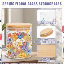 JarThenaAMCS - Juego de 3 tarros de almacenamiento de vidrio floral para primavera y verano con tapa hermética acuarela flores mariposas decorativos para el hogar cocina encimera - como en la imagen - Ver 4