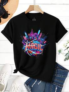 Camiseta de Mujer con Diseño Gráfico, Magia Navideña de la Ciudad, Regalo para Ella en la Temporada Festiva - Negro - Ver 2