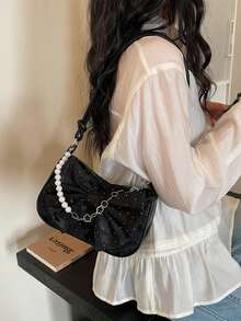 高品质小众时尚百搭新款可爱蝴蝶结单肩斜挎包，大容量，便携，时尚女士手提包 - 彩色 - 查看 9