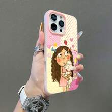 Niña con vestido rosa y cachorro de caniche blanco.funda de teléfono Fundas compatibles con ,Apple,VIVO,OPPO,,, y Honor.Fabricadas en silicona TPU,ofrecen protección contra golpes y caídas. - Rosa - Ver 5