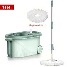 Double Drive Spin Mop And Bucket Set, Hands-Free Self-Wringing Floor Mop System With 2 Replacement Microfiber Pads, Wet & Dry Cleaning For Hardwood, Tile, Laminate & Wood Floors - 1套 - 查看 11