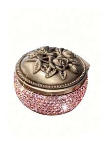 Premium Mini Round Jewelry Box, Storage Box, Miscellaneous Storage Box, Exquisite Artificial Diamond Inlay, Earring, Ring, Necklace Organizer, Portable Exquisite Small Accessory Storage Box, Suitable For Travel, Dating, Home, Travel, Party, Summer, Beach, Back To School, Dorm, Valentine's Day Best Gift, Mother's Day, Back To School Gift - Multicolor - View 15