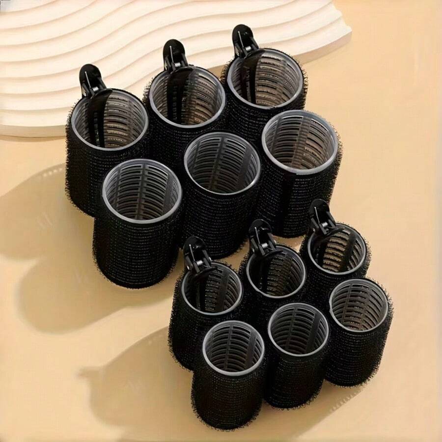 18PCS Heatless Hair Curlers Set – No Heat Styling Clips For Easy Waves & Curls, Reusable Hair Rollers For Home, Travel & Daily Styling Routine - 黑色 - 查看 1