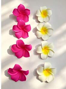 Set de 8 piezas/Pinzas para el cabello con flores hawaianas, Pinzas para el cabello con flores de hibisco y loto, Pinzas para el cabello con flores artificiales, Adecuadas para vacaciones, playa, fiesta, estilo bohemio, Set de pinzas para el cabello con flores de tela de unicolor elegante, Accesorios para el cabello con flores de loto, Pinzas para el cabello, Pasadores para el cabello, Accesorios para la cabeza - Multicolor - Ver 3