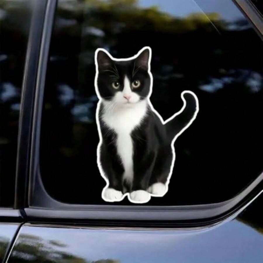2個セット かわいい黒猫ステッカー 9x14cm ビニール車用デカール 防水仕様 車の窓・バンパー・ノートブック・ギターに最適 ペット愛好者への贈り物 #AZ216 - カラフル - チェックする 1