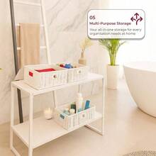Essentials Wicker Storage Basket Set With Lids - Handwoven Decorative Storage Boxes With Handles, Large, Medium Small - Home, Bathroom, Kitchen Office Organisation White - White - View 6