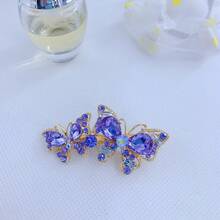 1 Cặp kẹp tóc mái đính đá kiểu retro, phụ kiện tóc hình bướm đính đá dễ thương. - Nhiều màu - Xem 12