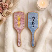 Custom Marble Texture Hair Comb - A Beautifully Square Hair Comb Engraved With A Personalized Name And Adorned With Golden Decorations, Making It An Excellent Gift For Her, Mom, Bridesmaids, Or Anyone Who Enjoys Self-Care. - Multicolor - View 11