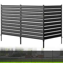 WHIFFEE 3 Panels Privacy Screen Outdoor No Dig Metal Garden Fence For Air Conditioner Fencing Outdoor Divider Patio Privacy Fence Panel 42" H X 38" W Black - Black - View 2