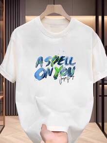 Nueva Camiseta de Verano con Estampado A SPELL, Manga Corta, Algodón Puro, Estilo Urbano Unisex, con Letras de Graffiti, Top de Moda - Blanco - Ver 12