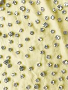 Women's Turn-Down Collar Open Front Rhinestone Embellished Long Sleeve Shirt Spring - Pale Yellow - View 5