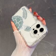 1 chiếc ốp lưng điện thoại tối giản bằng chất liệu TPU, họa tiết nửa con rùa biển, trong suốt, màu kem, chống rơi vỡ, tương thích với iPhone, Honor. - Trong sáng - Xem 5