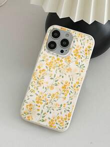 Fashionable, Popular, Personalized, Vintage Yellow Floral Pattern Design Theme Luxury Shockproof Aesthetic Cute Phone Case,Soft-Touch Ultimate Grip, Waterproof & Durable, Imitation Leather Texture, Full-Wrap Feel , Compatible With For IPhone 17/17Pro/17Pro Max, 16,15,14, 13, 12, 11 Plus/Pro Max And Series,Gift For Easter Day, Christmas Halloween Decoration/Gift For Birthday, Girlfriend, Boyfriend, Friend Or Yourself. - White - View 6