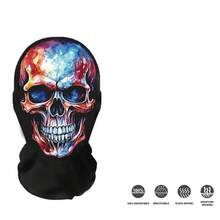 2个万圣节网眼印花骷髅头面罩，拉法帽，趣味骷髅头服装，透气防晒面罩，送给朋友的新奇礼物 - 黑色 - 查看 4