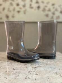 Pink Glitter Waterproof Children's Rain Boot R – Durable And Non-Slip High-Top Rain Boot For Girls "Magic Glitter" - 高幫透明煙燻色 - 查看 2
