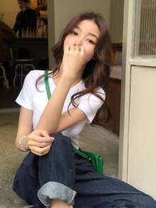 Women T-Shirts Casual White Summer - White - View 6
