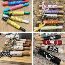 6 Pcs 7 Inch Vie Wooden Rolling Pin  For Kitchen Decoration Tiered Tray Decor And Arts Crafts - Nutural - View 5