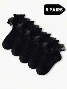 5双装儿童卡通可爱透气舒适多功能短袜 - 彩色 - 查看 6