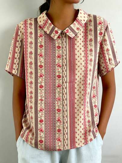 1. Áo sơ mi dáng rộng in hoa cổ điển phối màu, áo kiểu sọc hoa phong cách Bohemian cổ điển\N2. Áo sơ mi mùa hè cổ Peter Pan kiểu cổ điển, bán chạy nhất, áo tay ngắn in họa tiết Paisley phong cách Bohemian\N3. Áo sơ mi dáng rộng thoải mái kiểu nghỉ dưỡng, xu hướng năm 2026, áo thun thoải mái in sọc hoa\N4. Áo tay ngắn cổ tròn nhẹ, đa năng hàng ngày, áo thun nhẹ, phù hợp cho du lịch, ở nhà, tập yoga và mặc thường ngày, áo thun tay ngắn dễ thương cho nữ, áo tay ngắn in họa tiết hoa nghệ thuật cho nữ\N5. Áo cổ Peter Pan thoải mái, có thể giặt máy.