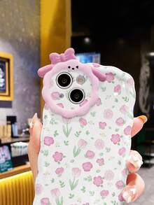 兔子镜头粉色郁金香彩绘防震手机壳，兼容 14、14 Pro、14 Pro Max、13、13 Pro、13 Pro Max、11、11 Pro Max、12、12 Pro、12 Pro Max、XR、XS，高级防摔手机壳 - 彩色 - 查看 4