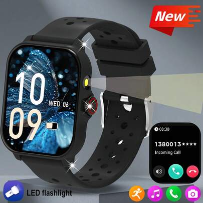2026 Neue Mode Unisex Smartwatch für Sport & Outdoor, 260mAh großer Akku, lange Standby-Zeit, kabellose Anrufe/SMS, mehrere Sportmodi, Fernkamera, Fitness-Tracking, kompatibel mit Android & iOS, USB-Aufladung, Gehäuse aus Legierung & Silikonarmband, klares Display, perfektes Geschenk für Männer/Frauen/Familie