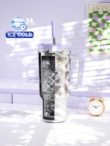 Meoky 40oz Tumbler with Handle and Straw, Insulated Cup, Vacuum Insulated Water Bottle, Tumbler with Lid and Straw, Insulated Stainless Steel Travel Mug, 100% Leak-proof, Keeps Cold for 34 Hours or Hot for 10 Hours - 藍色 - 查看 4
