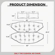 Waterproof Double Chair Cushion Thickened Removable Swing Hammock Cushion - 黑色 - 查看 6