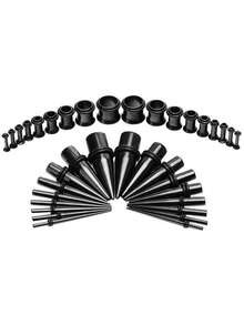 36pcs/Set Titanium Steel Unisex Ear Stretching Kit, Cone Shaped Earrings For Body Piercing, Punk Hip-Hop Style Accessories, Ideal Gift For Any Occasion - 36-piece Pointed Cone Ear Expander Set - View 8
