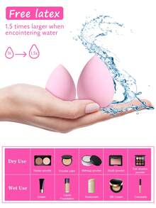 Bộ dụng cụ trang điểm 50 món bao gồm: Bộ 30 cọ trang điểm + 1 túi đựng mỹ phẩm và đồ dùng cá nhân đa năng có khóa kéo chống thấm nước + 1 băng đô cài tóc + 2 dây đeo bát đựng phấn + 6 bông phấn phủ mini + 3 mút trang điểm mini + 3 mút trang điểm + 1 dụng cụ vệ sinh cọ trang điểm + 3 bông phấn tam giác, tất cả trong một & thân thiện với người mới bắt đầu | Sẵn sàng mang theo du lịch & thích hợp làm quà tặng | Hoàn hảo cho người mới bắt đầu/phụ nữ. - Màu Hồng baby - Xem 6