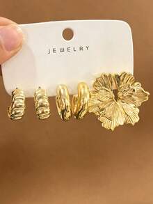 Bộ khuyên tai hình chữ C thời trang dành cho nữ, gồm 6-18 chiếc, được làm từ nhựa ABS với kết cấu kim loại mờ, chi tiết tinh tế, tự nhiên và sống động, tối giản và nhỏ gọn, phù hợp để đeo hàng ngày. - Vàng - Xem 7