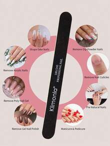 klimonla Bloque de pulido de cabeza recta redonda, lima de uñas, juego de herramientas de arte de uñas para pulir - Negro - Ver 4