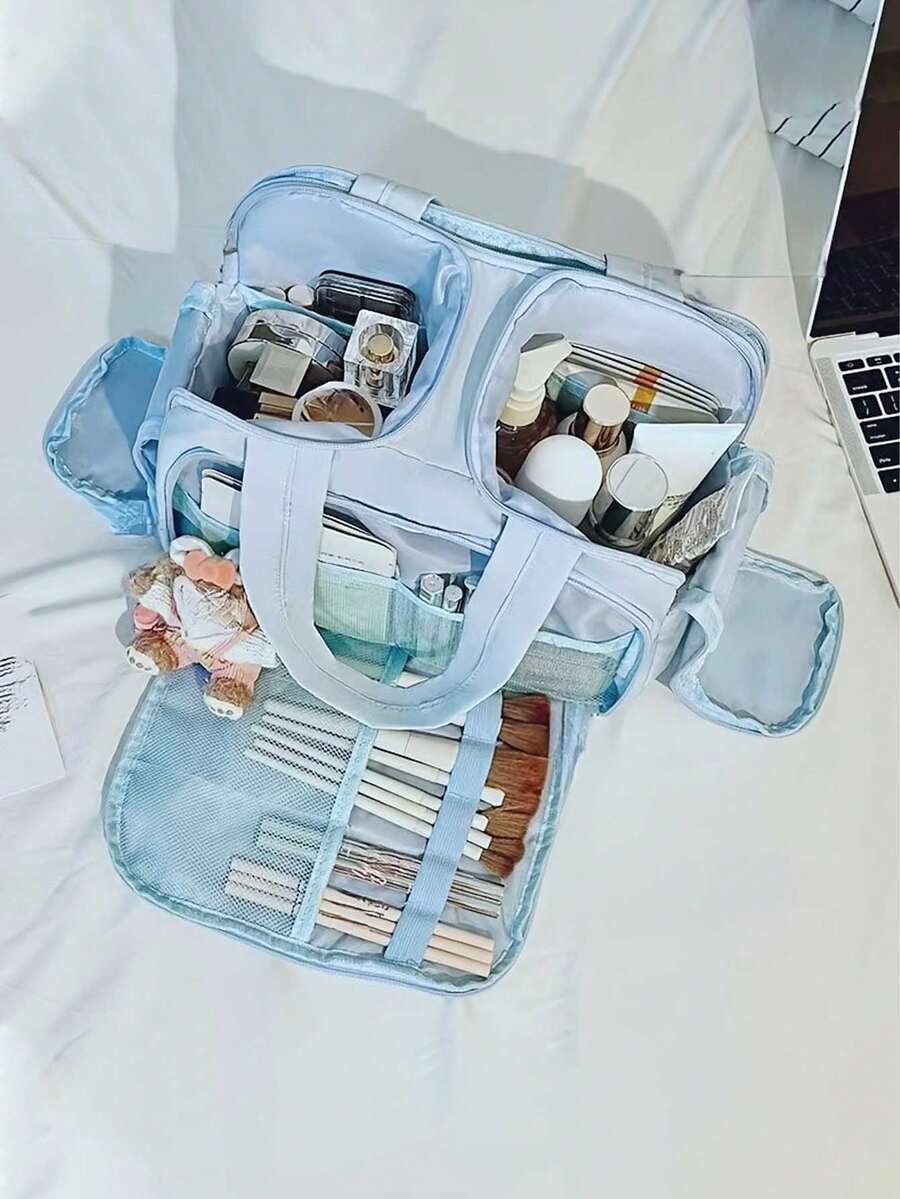 2026 New Large Capacity Multi-Function Compartment Makeup Bag, Waterproof Washable Toiletry Bag, Women's Portable Makeup Bag With Handle, Multi-Compartment Cosmetic Case, Suitable For Travel And Daily Use - Multicolor - View 1