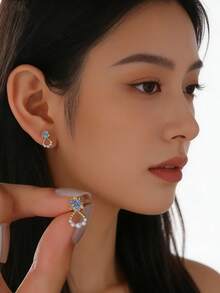 1 Đôi bông tai bạc S925 hình hoa giọt nước độc đáo đính ngọc trai dành cho nữ - hoa - Xem 1